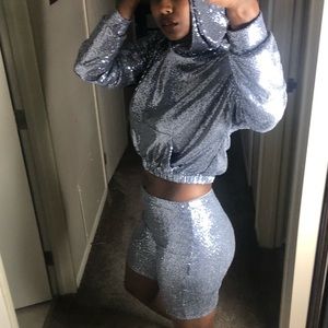 Sequin short set (two-piece)